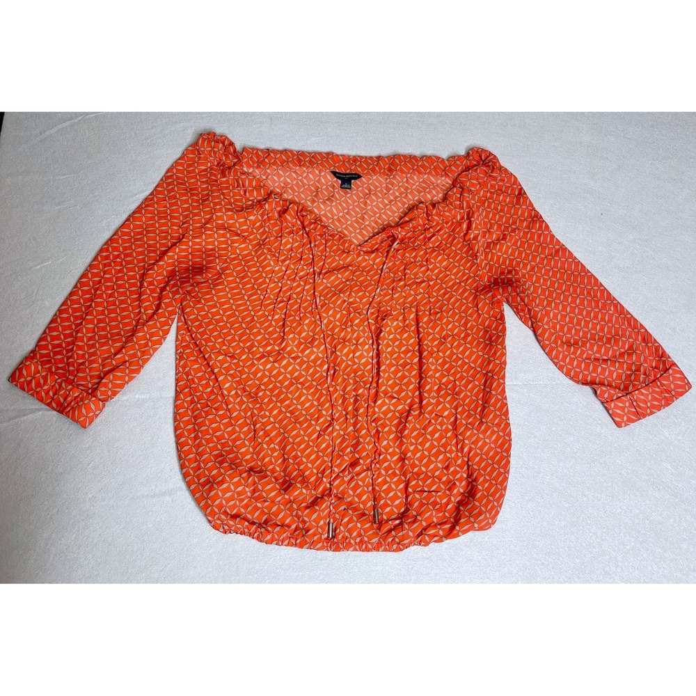 Banana‎ Republic Red Geometric 3/4 Sleeve Blouse Top